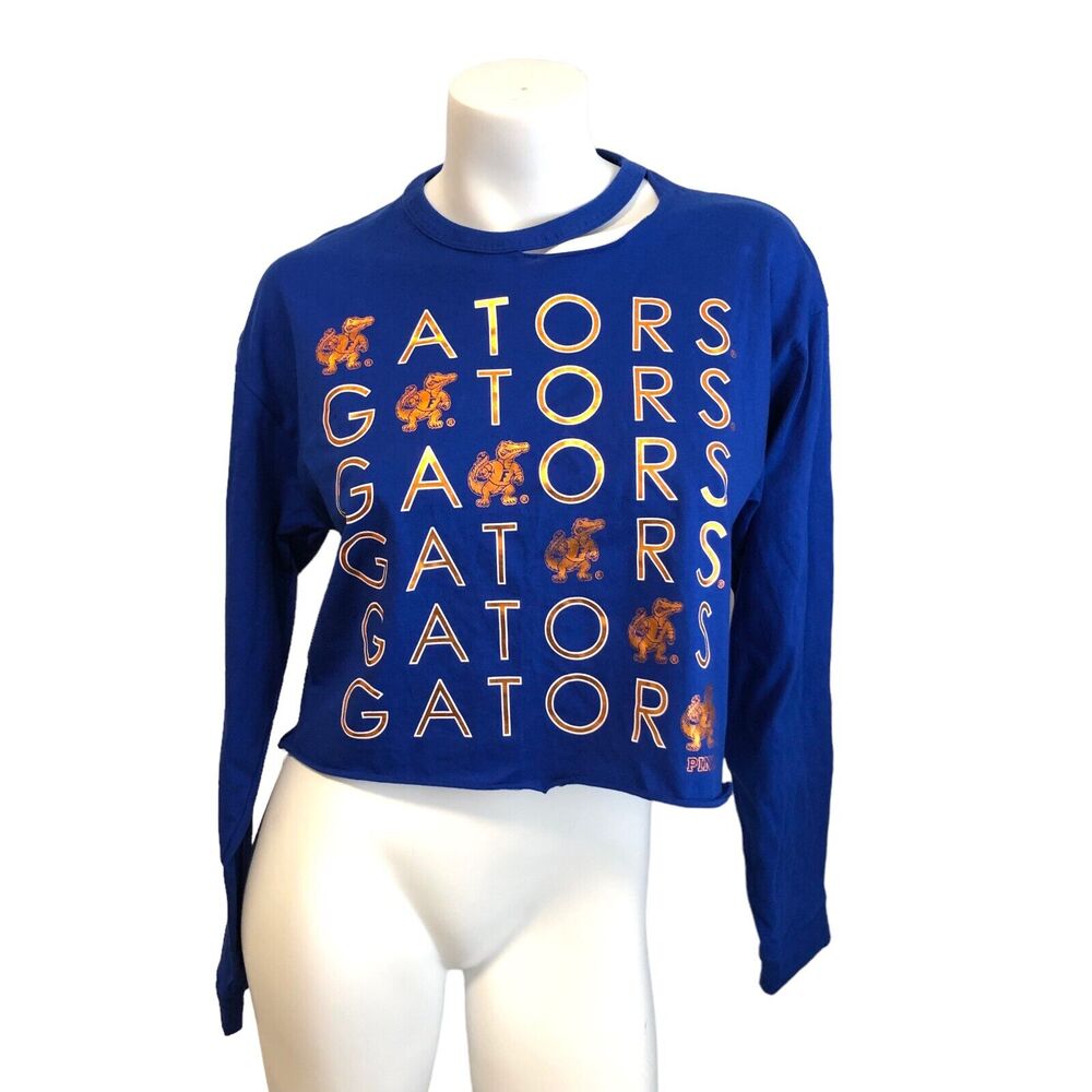 NEW Victoria's Secret Pink Florida Gators Crop Top Long Sleeve T Shirt Sz Small‎